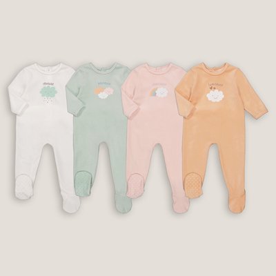 Lot de 4 pyjamas 1 pièce velours, imprimé nuage LA REDOUTE COLLECTIONS