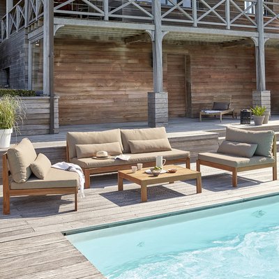 Salon de jardin en teck massif taupe  PALMA BERAH GETAH