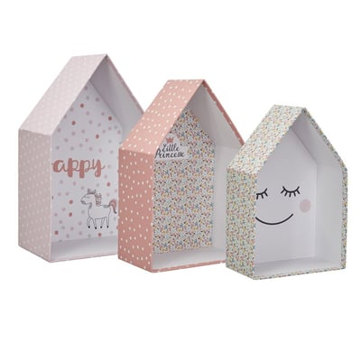 Lot de 3 boites gigognes Maison fille DECORATIE