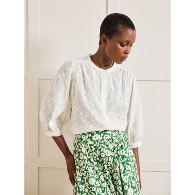Blouse coton brodée fleurs 3D CYRILLUS