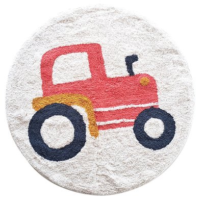 Tapis enfant Tracteur rond en coton tufté VEHICULES FUTURE HOME