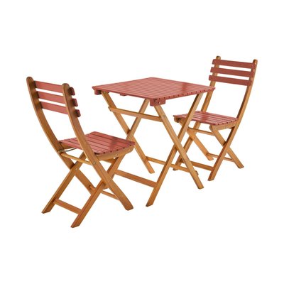 Table de jardin pliante bois d'acacia 2 chaises HILORA SWEEEK