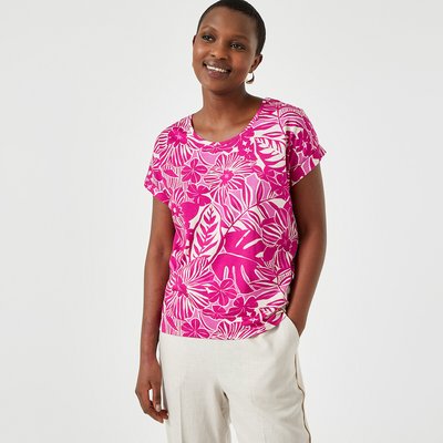 Floral Print T-Shirt with Crew Neck and Short Sleeves ANNE WEYBURN