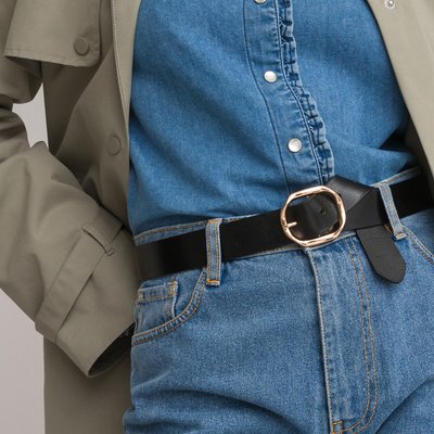 Ремень из кожи, золотистая пряжка LA REDOUTE COLLECTIONS