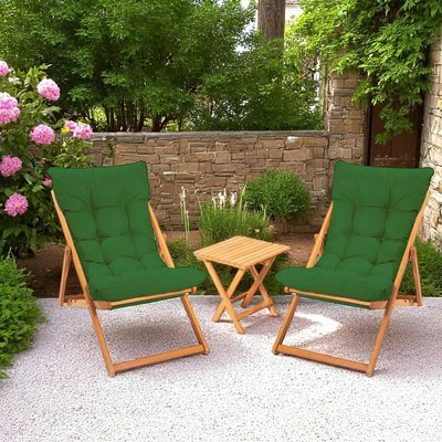 Salon jardin détente 2 places vert - bois et toile SORA PIER IMPORT