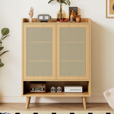 Armoire de rangement avec 2 portes 7 couches Imitation chêne scandinave, MELVINB2 MEUBLES COSY