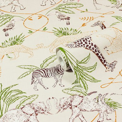 10m Serengeti Animal Printed Wallpaper FURN.