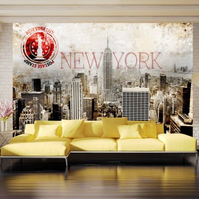 Papier peint intissé panoramique Ville et Architecture New York - POST AGE STAMP EDEN