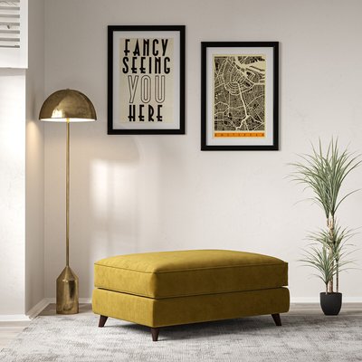 Amelia Velvet Footstool with Dark Wood Legs ÉDITÉ
