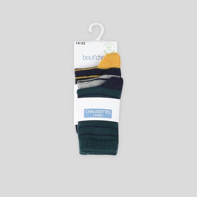 Lot de 3 paires de chaussettes rayées en coton BIO BOUT'CHOU