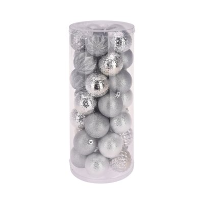 Set de 35 boules de Noël argentées - 6cm WADIGA