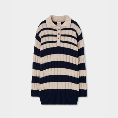 Robe en maille à rayures avec coeur brodé BOBOLI