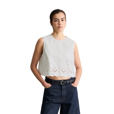 Top en dentelle cropped avec Broderie Anglaise MARC O’POLO DENIM