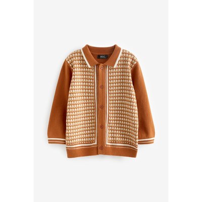 Polo en maille à manches longues avec motif NEXT