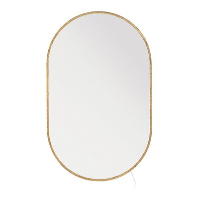 Miroir VICTORIA ovale lumineux en métal finition laiton - H. 104 cm BLANC D’IVOIRE