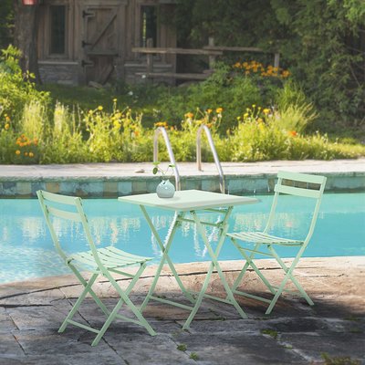 Salon de jardin bistro 2 places pliable métal thermolaqué OUTSUNNY