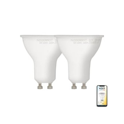 Pack De 2 Ampoules Led Connectées Kozii, Multi-blancs (2700 À 6500 Kelvins), Gu10 Spot 5w Cons. Variation De Luminosité XANLITE