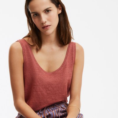 Linen Crew Neck Vest in Loose Fit LA REDOUTE COLLECTIONS