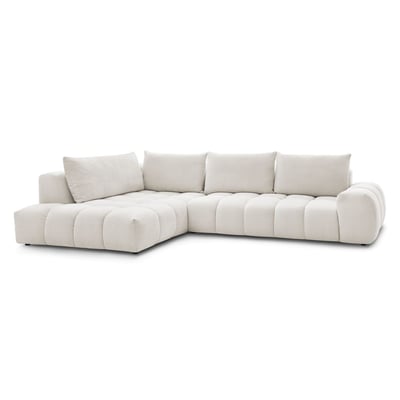 Canapé d'angle fixe 4 places en tissu texturé, EVEREST BOBOCHIC
