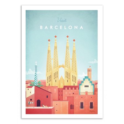 Affiche d’art 50 x 70 cm - Visit Barcelona - Henry Rivers WALL EDITIONS