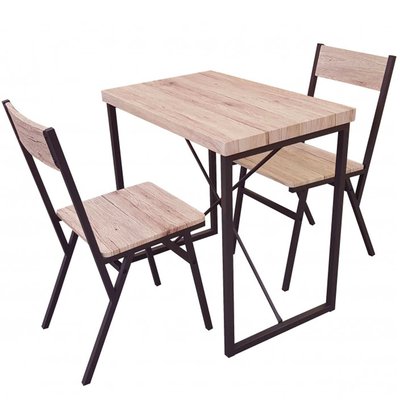 Ensemble Table + 2 Chaises Bois et Noir WADIGA