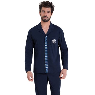 Pyjama long col chemise en coton ATHENA