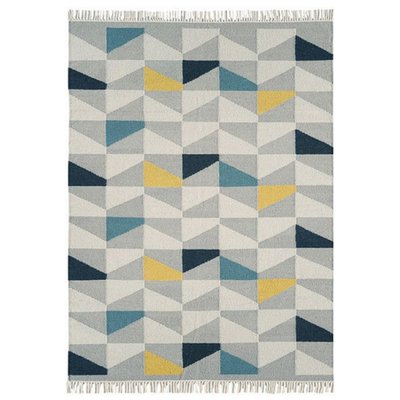Tapis pure laine à franges JITNEY GEO NOVATREND