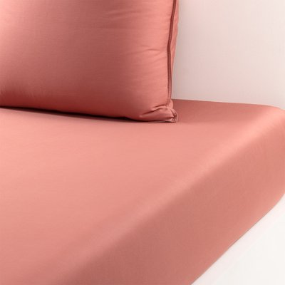 Drap housse en satin de coton lavé bleu, PALERME OLIVIER DESFORGES
