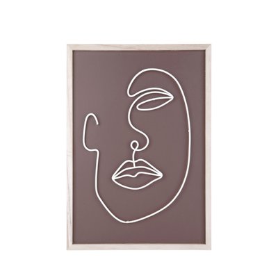 Affiche encadrée en bois - Line Drawing PRESENT TIME