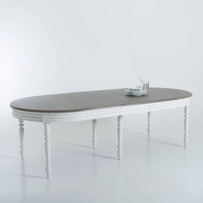 Table à manger, extensible, en pin et plaqué chêne, 4 à 12 couverts, EULALI LA REDOUTE INTERIEURS