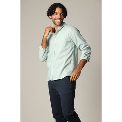 Chemise unie classique en lin avec manches longues et boutons SOLE DEELUXE