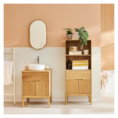 Ensemble meuble simple vasque 60cm + vasque + robinet + miroir + colonne ALASKA MOB IN