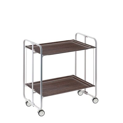 Table roulante pliante BAUHAUS, 2 plateaux, châssis gris aluminium. DON HIERRO