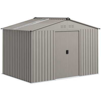 Abri de jardin 5,4 m² - 2 portes, fondation - tôle d'acier ondulée gris OUTSUNNY