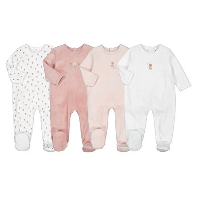 Lot de 4 pyjamas 1 pièce en velours, motif floral LA REDOUTE COLLECTIONS