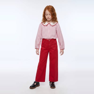 Pantalon uni avec poche coeur en coton MONOPRIX