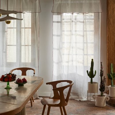 Voilage Shadow  en 100% lin vaporeux Blanc 145x280 cm MADURA