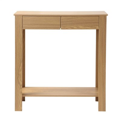 Console Haute 2 Tiroirs Décor Chêne - L79 cm CALICOSY