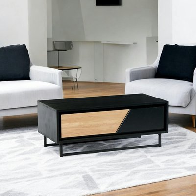 Table basse 1 tiroir bois noir et blanc ANINA PIER IMPORT