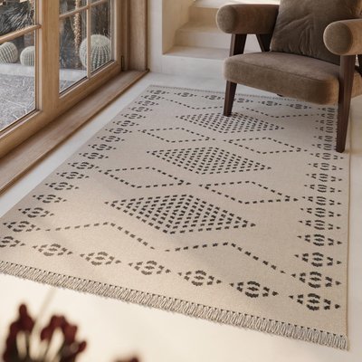 Tapis en laine, tissé main, ethnique, avec franges , BELMONT WECON HOME
