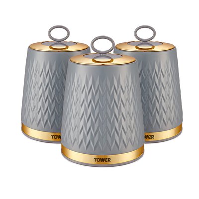 Set of 3 Empire Tea Coffee Sugar Canisters TOWER
