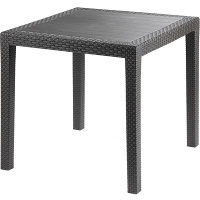 Table de jardin carrée effet rotin gris anthracite 79x79x72cm WADIGA