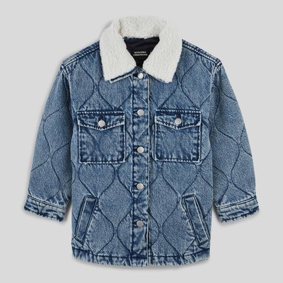 Veste en jean matelassée à col effet mouton contenant du coton BIO MONOPRIX