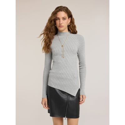 Pull à côtes diagonales avec ourlet asymétrique MOTIVI
