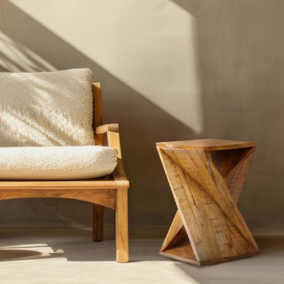 Kairo Sculptural Z-Shaped Mango Wood Side Table ÉDITÉ