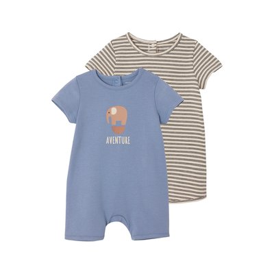 Lot de 2 combi-shorts naissance VERTBAUDET