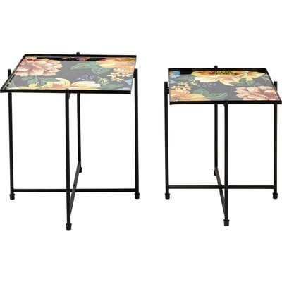 Lot de 2 tables d'appoint fleurs en acier KARE DESIGN