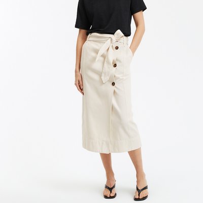 Jupe midi portefeuille en twill coton LA REDOUTE COLLECTIONS