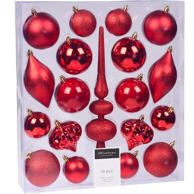 Set de 18 boules de Noël + 1 cimier rouge WADIGA
