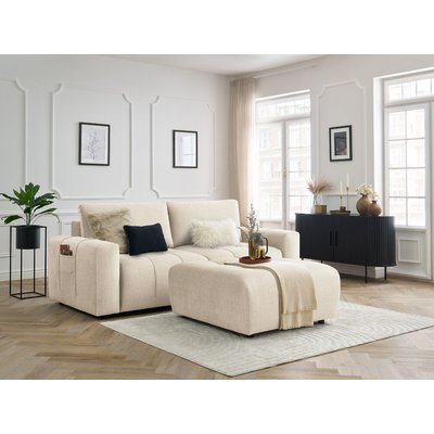 Canapé droit convertible 4 places en velours avec pouf, ARSENE BOBOCHIC